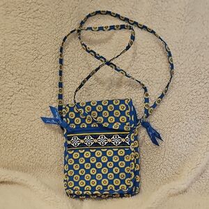Vera Bradley Blue and Yellow Floral Quilted Crossbody Bag